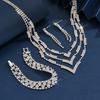 Fashionable Rhinestone Sparkling Necklace, Earrings, Bracelet Set, Light Luxury Style, High-end Jewelry Set, Women's