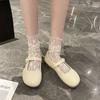 2025 New French Shallow Mouth Mary Jane Soft Bottom Half Drag Women Wear Gentle Temperament Single Shoes Flat Slippers In Summer
