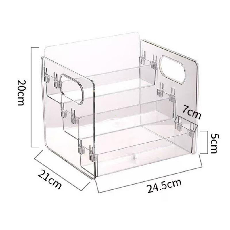 2026 Transparent Portable Three Compartment Cosmetic Storage Box Desktop Dresser Large Capacity Skin Care Perfume Display Rack