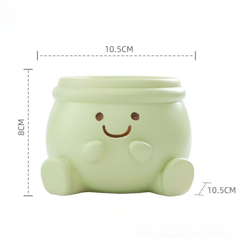 Succulent Flower Pot  Smiling Face Green Plant Pot Creative Expression Flower Pot Home Courtyard Landscape Flower Pot Ornament