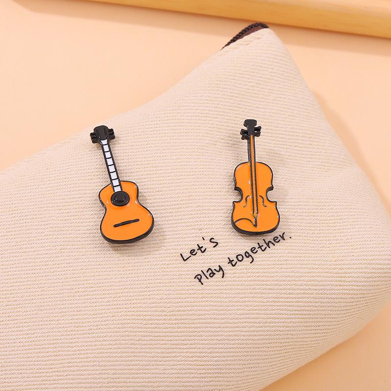 Rock Band Enamel Pins Custom Bass Guitar Brooches Musical Instrument Lapel Badges Cartoon Jewelry Gift for Kids Friends