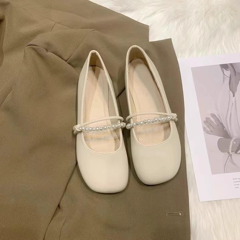 Shoes Late Evening Wind Flat-soled Single Shoes Women's 2025 New Spring and Autumn Mary Jane Shoes Soft-soled Casual Doudou Shoes
