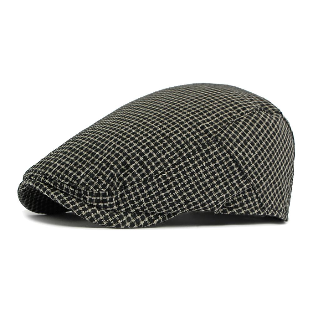 

British Vintage Plaid Beret Women British Vintage Men Forward Cap Painter s Cap чорний