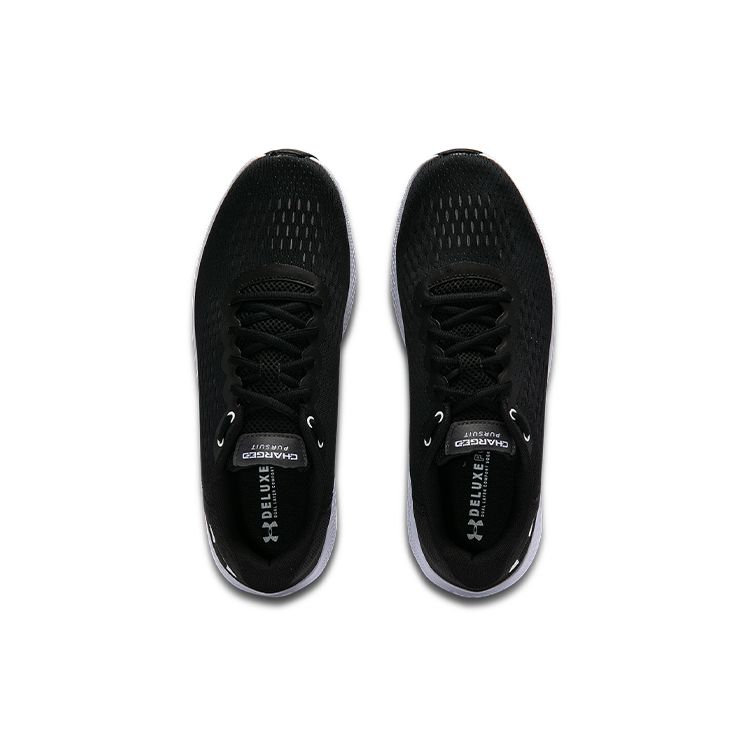 Under Armour Charged Pursuit 2 Round Toe Comfortable Fabric Low Top Running Shoes Men Sneaker Black White 3023865-001