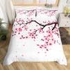 Cherry Blossoms Bedding Set for Boys Girls Japanese Style Floral Botanical Comforter Cover Twin King Sakura Flower Duvet Cover