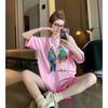 American Vintage Short Sleeve Pure Cotton T-Shirt Women's Summer Loose Plus Size Trendy Leisure Printed Casual Round Neck Top