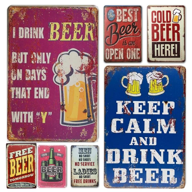 Vintage Beer Cheers Metal Tin Signs Wall Decor Pub Bar Man Cave Club Restaurant Kitchen Crafts Plate Room Decoration
