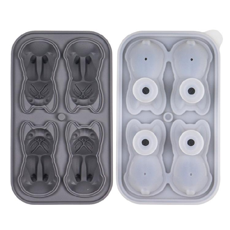 Innovative 4 Cavity 3D Dog Ice Cubes Tray Food Grade Silicone Mould for Unique Drink Presentation Kitchen Tool