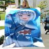 Cute Gawr Gura Hololive Anime Soft Plush Blanket,Flannel Blanket Throw Blanket for Living Room Bedroom Bed Sofa Picnic Cover Kid