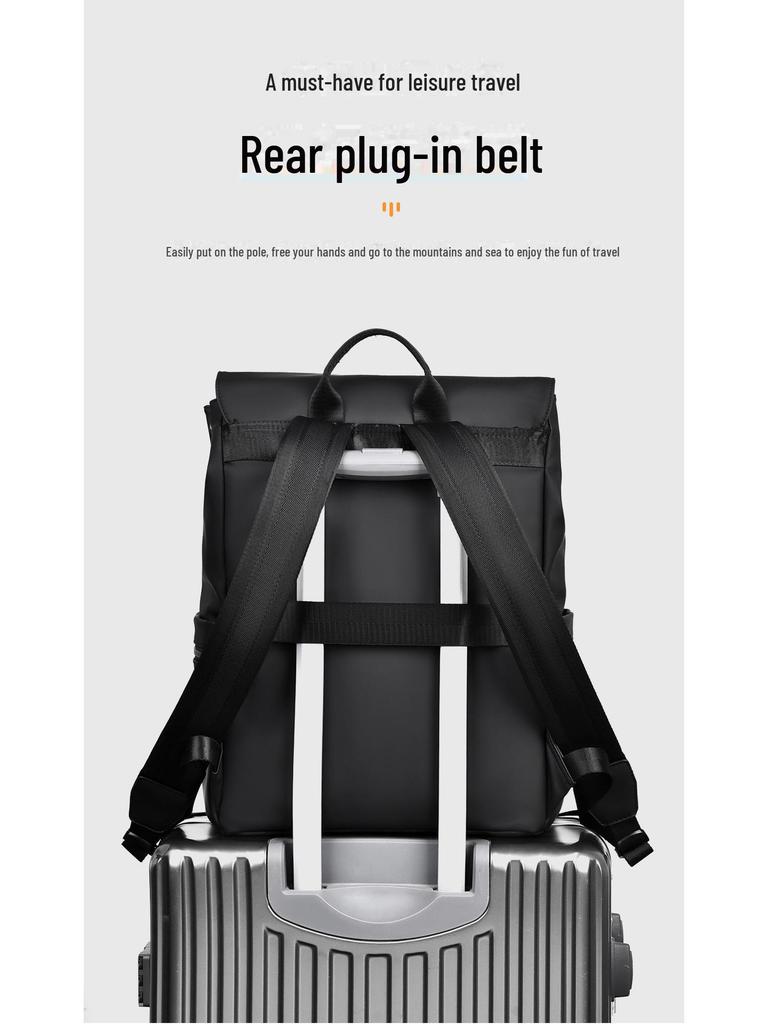 Men’s High-End Fashion Solid Color Casual Backpack