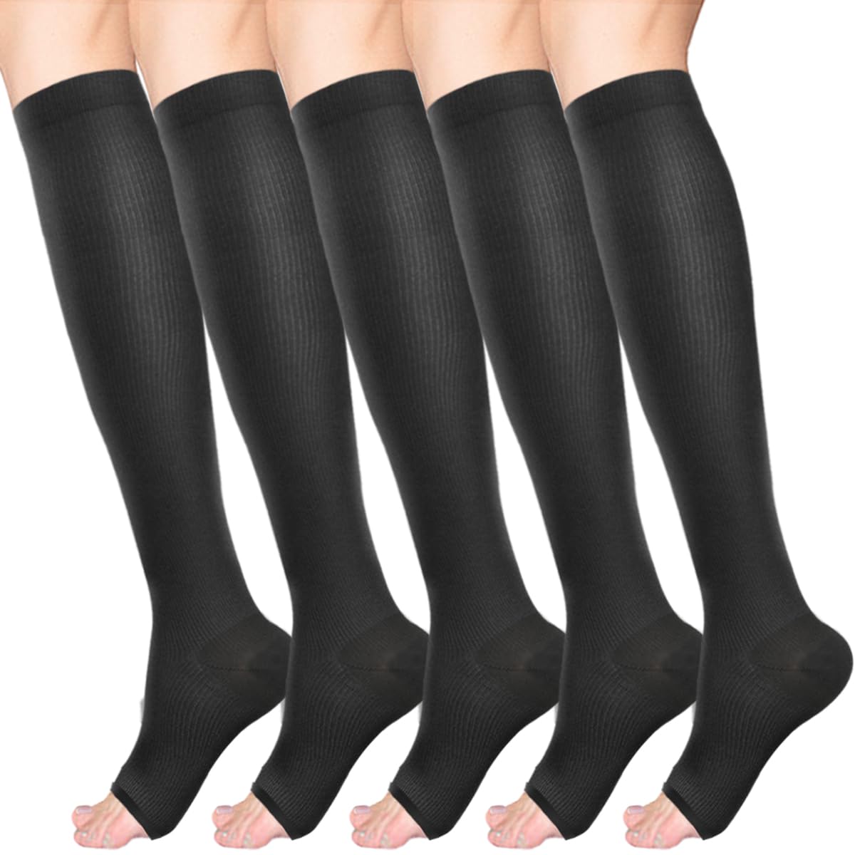 

Set of Compression Moderate Graduated Compression Sleeping Office Toeless Daytime and Nighttime Stockings for Women and Men [MOOKISOO] [Expertly