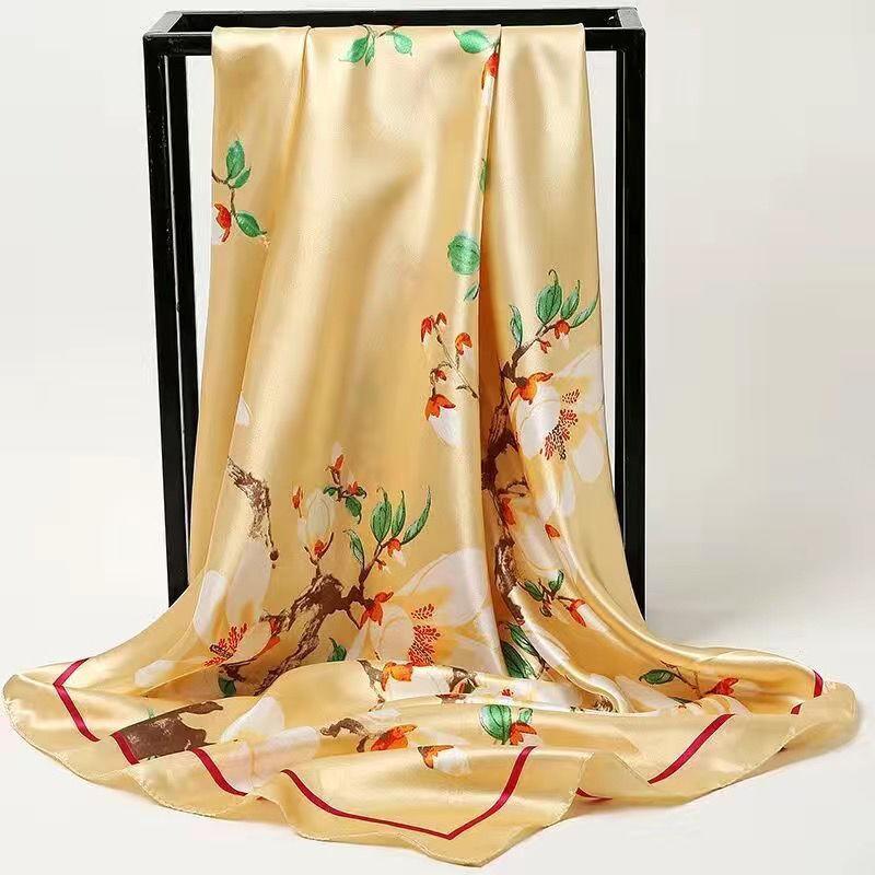 Women's Versatile Sunscreen Shawl with Large Square Scarf Thin Gauze Scarf Silk Scarf As A Gift