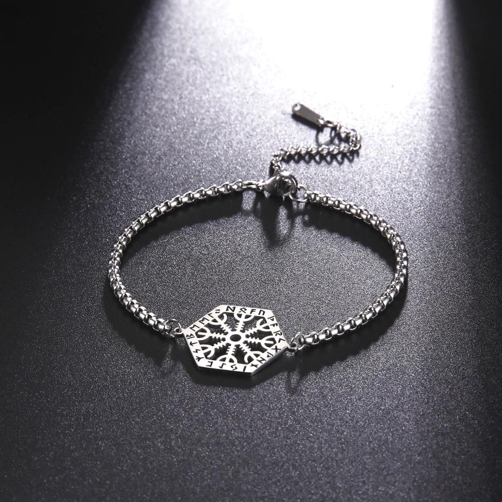 Viking Vegvisir Compass Bracelet Nordic Runes Bangle Amulet Odin Scandinavian Talisman Stainless Steel Vintage Jewelry