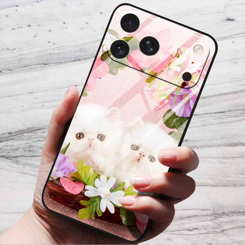Cute Case For iPhone 17 Pro Plus Capa 17 Pro Max Bumper Luxury Tempered Glass Hard Back Cover iPhone17 Air Funda Animal Patterns
