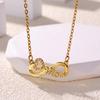 Dainty Heart Zircon & Infinite Symbol & Mom Stainless Steel Necklace for Women 18K Gold-plated Necklaces Jewelry Accessories BFF