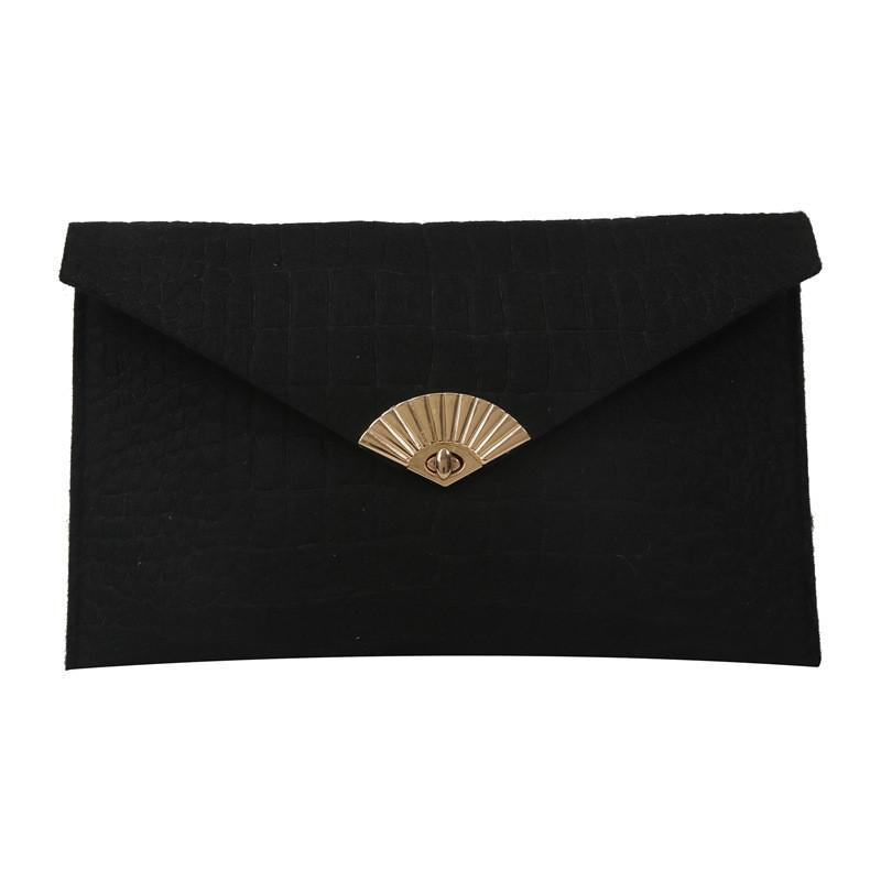 Stylish Vintage Fashionable Handheld Clutch Purse Trendy Envelope Bag For Women In Black Green Khaki Or Fuchsia Colors