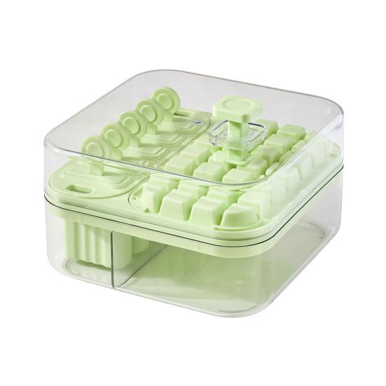 2-in-1 Ice Cube Tray with Lid Easy Push Release Ice Mold for DIY Popsicles Leakproof Freezer Container for Summer Drinks