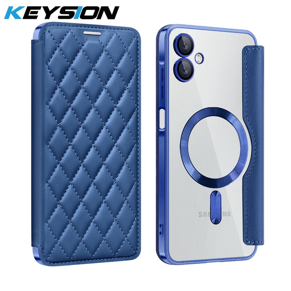 KEYSION Plating PU Leather Flip Wallet Case for Samsung A07 A06 A05 Cards Slots Magnetic Phone Back Cover for Galxy A05 A06 A07