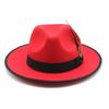 Red Woolen Hemming Top Hat Feather Jazz Hat
