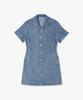 Plack Woman Short Sleeve Denim Dress_2 Colors