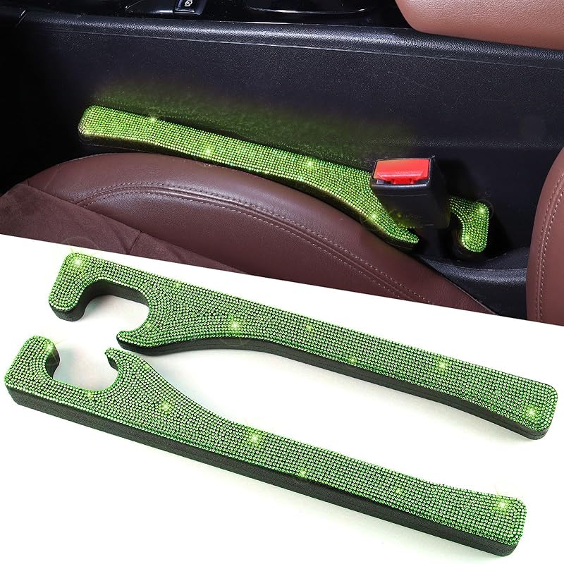 Briwill Bling Car Seat Gap Filler, 2 Pack Universal Fit For Car SUV Truck Handmade Crystal Rhinestone Diamond Car Gap Filler Bling Car Accessories