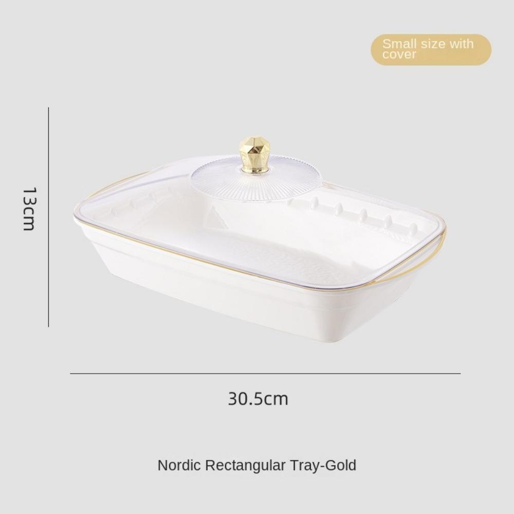 New Transparent Buffet Food Tray Large Capacity with Lid Fruit Plate Drop-proof Plastic Storage Box Desktop Storage