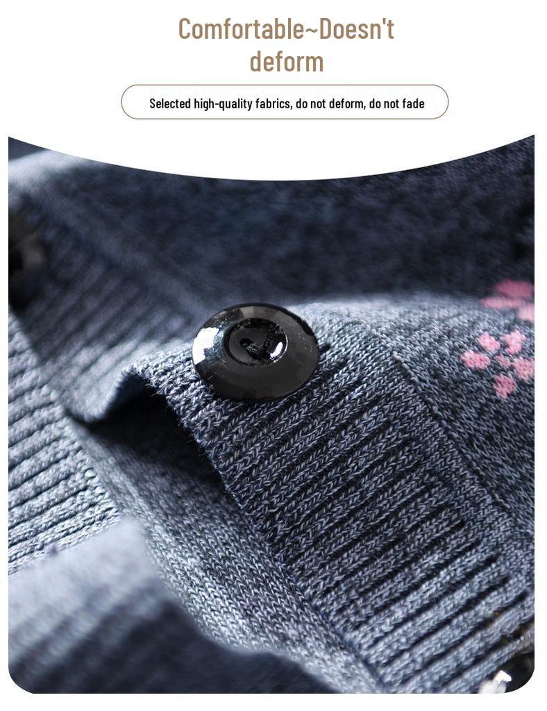 Autumn Winter Wool Cardigan for Middle-aged Women and Elderly - Comfortable Knitwear for Moms