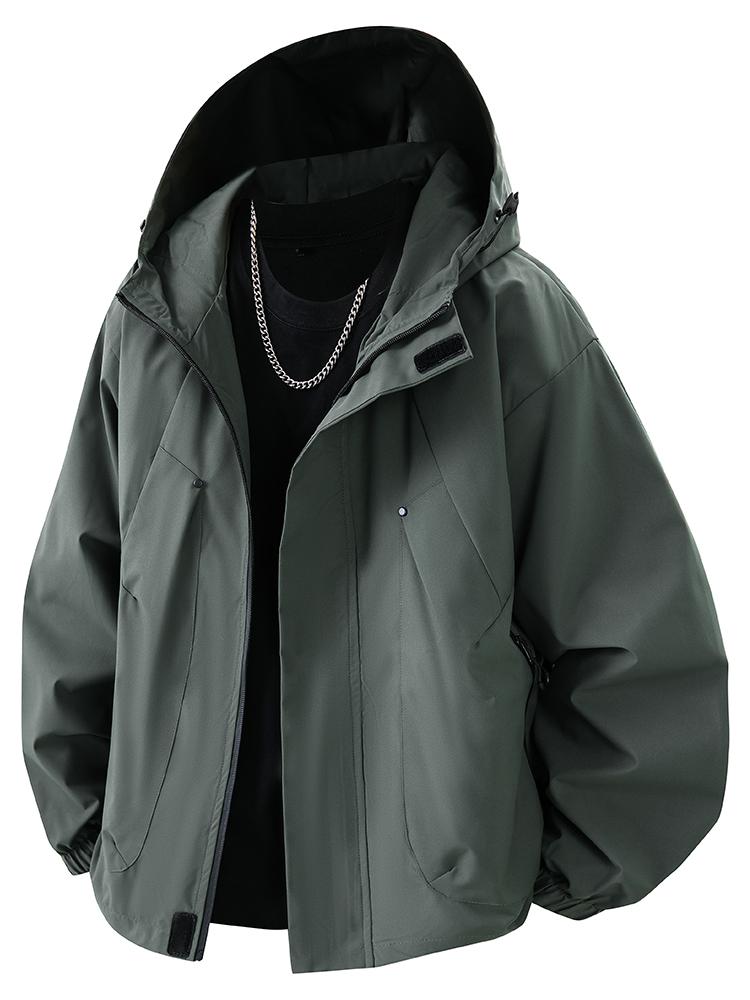 Autumn Men's Jacket Hooded Windbreakers  Windproof Outdoors Casual Jackets Black Bomber Camping Loose Thin Coat Plus Size 8xl