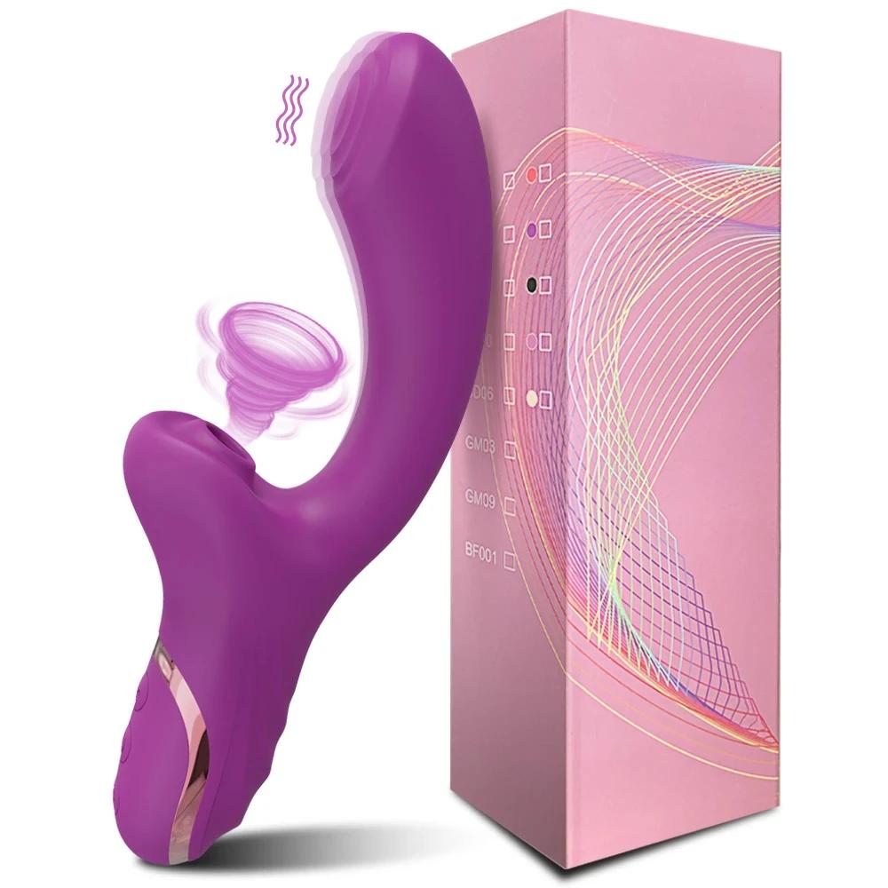20 Speeds Powerful Dildo Vibrator Female Clit Sucker Vacuum Clitoris Stimulator Mimic Finger Wiggling Adult Sex Toy for Women