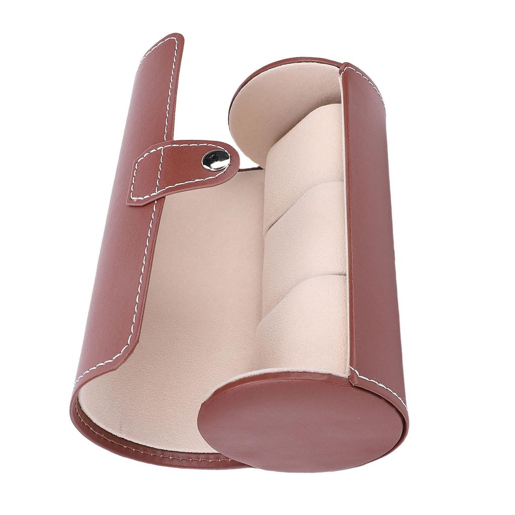 Watch Roll Case   PU Leather 3 Slots Watch Travel Case for Bracelets Jewelry Brown