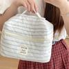 Simple Stripe Women's Quilted Cosmetic Bag Portable Travel Wash Bags Makeup Case Large Capacity Female Soft Storage Bag Handbags