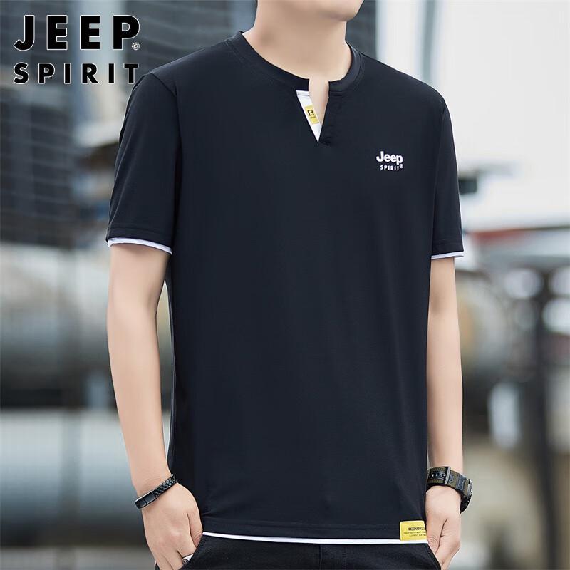 JEEP SPIRIT Men s V-Neck Short Sleeve T-Shirt M