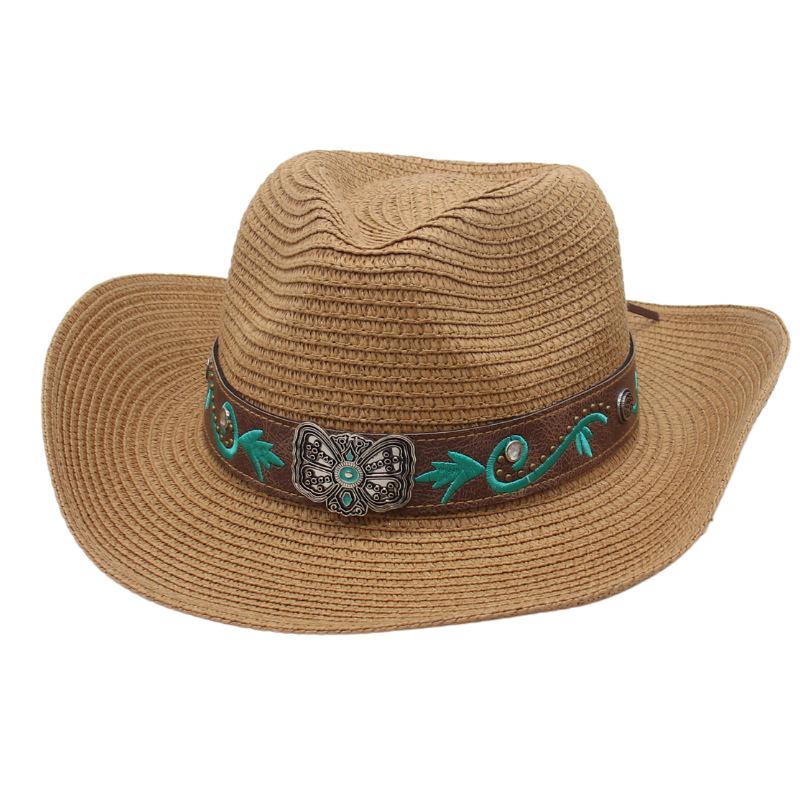 Lightweight Foldable Adjustable Straw Western Cowboy Big Brim Beach Hat for Men and Women Seaside Vacation Spring Summer Outdoor Travel