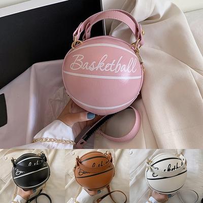 Small Personality Basketball Football Hand Bag Fashion Women Chains Handbag Creative Letter Shoulder Messenger Bag Female Mini Round Tote