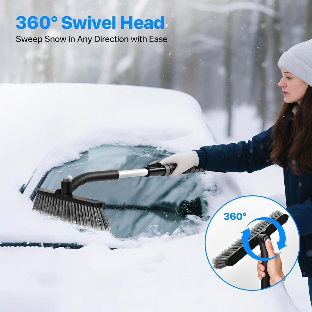 35.4" Ice Scrapers For Car Windshield, Extendable Snow Brush For Car With Foam Grip, Snow Scraper For SUV Truck - Gray