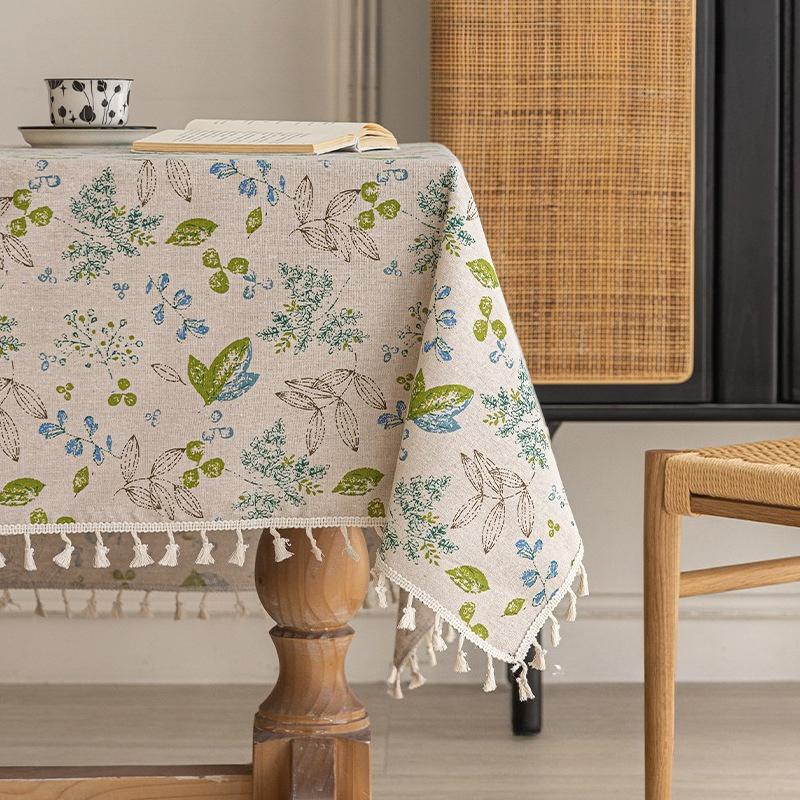 Small Fresh Table Cloth Tassel Printed Dining Table Waterproof Tablecloth Rectangular Beautification Decoration Dust-proof