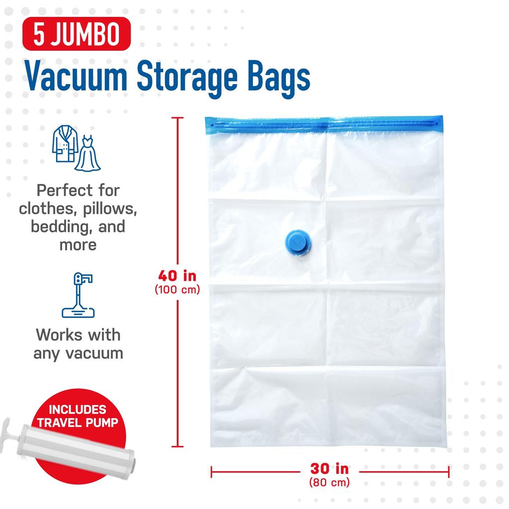 8 Pack Vacuum Storage Bags, Space Saver Bags with Hand Pump, Vacuum Seal Bags for Clothing, Comforters, Blankets, Bedding