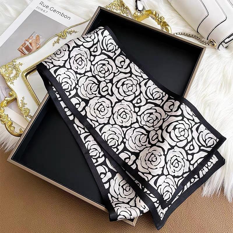 Langer Seidenschal Damen Sommer Kleiner Seidenschal Druck Simulation Seide Bindetasche Streamer Professioneller Kleiner Schal