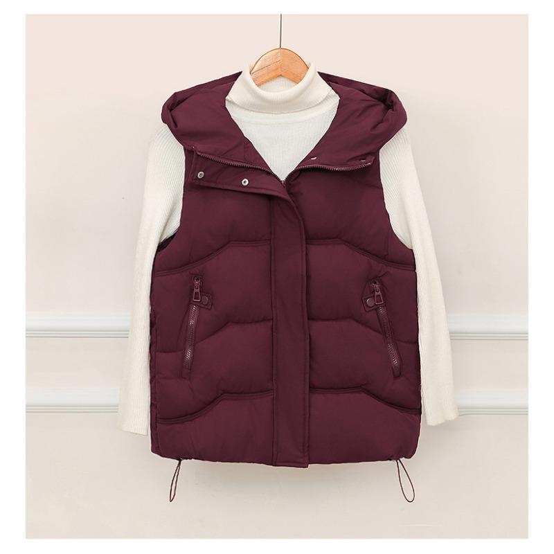 Koreanische Version der neuen Damen-Baumwolljacke, leicht, ärmellos, einfarbig, verdickt, warm, sportlich, Freizeit, locker