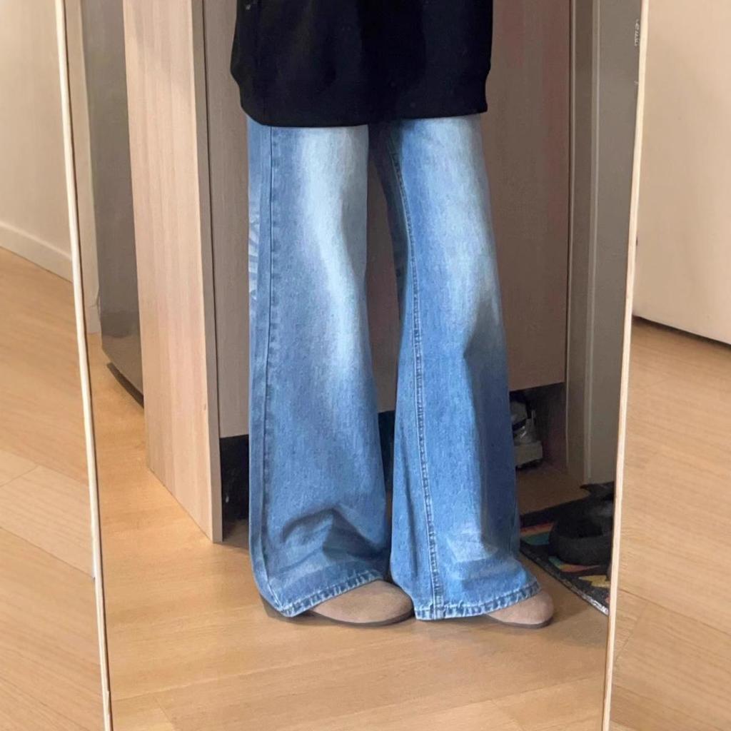 Jeans a gamba larga a vita alta stile americano blu medio 2025 - Estivi da donna, snellenti, modellanti per fianchi e nascondi imperfezioni.