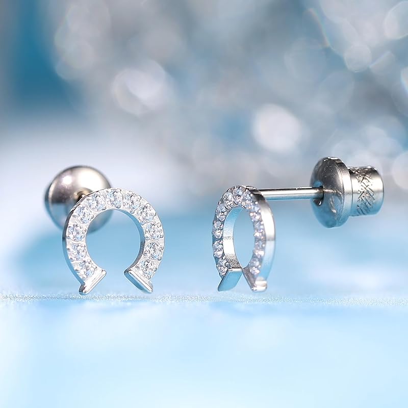 Limerencia Pure Titanium Earrings Medical Use Leaving the Second Piercing On Titanium Compatible with Metal Allergies Screw Type Earrings Won't Fall
