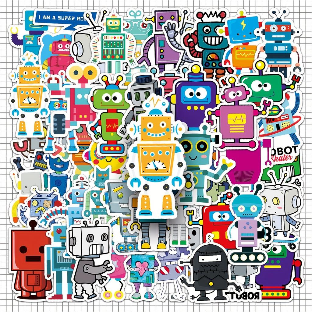 50pcs Robot Personalized Cartoon Creative Cute Stickers Decorate Notebook Mobile Phone Case Luggage Cup Stickers