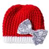 Christmas Baby Hat With Cute Bowknot, Infant Woolen Hat, Fall And Winter Warm Children's Knitted Hat