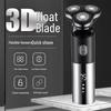 Men's Rechargeable Electric Shaver: Water Washable, Three-Blade Rotary Beard Trimmer