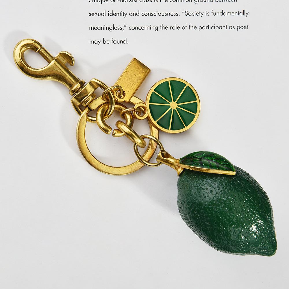 Fruit Bag Charm Key Holder With Electroplated Alloy Material And Lemon Pattern For Women
