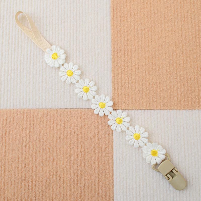 Baby Schnuller Anti-Drop Kette Baby Beißring Anti-Drop Clip Kleine Gänseblümchen Schnuller Lanyard Beißstab Clip