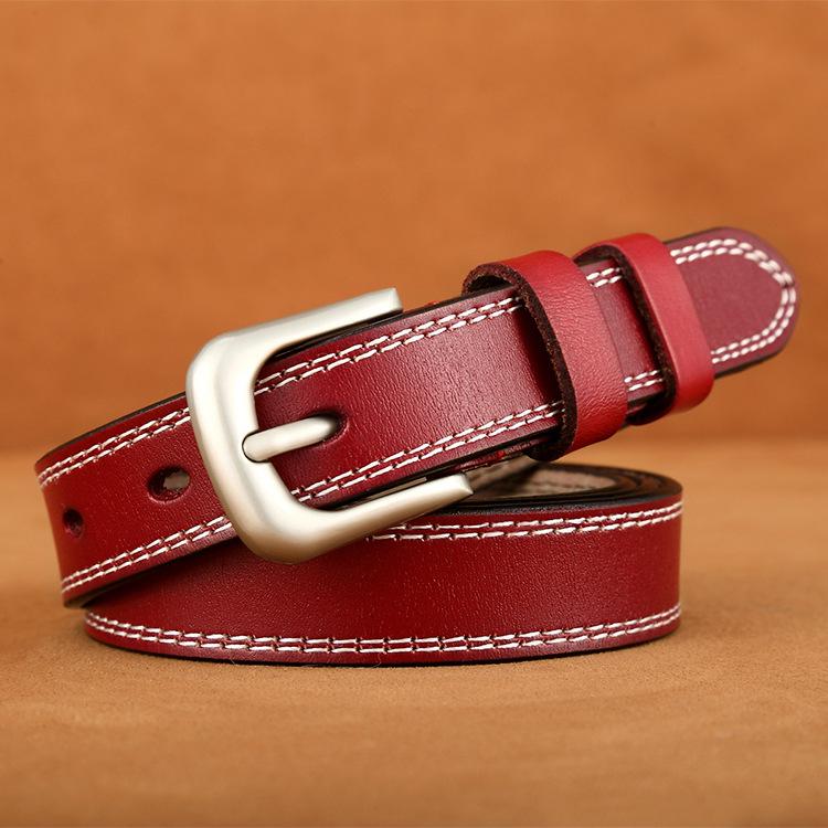 Ladies Vintage Leather Belt, Casual Pin Buckle Belt, Cowhide Women S Belt 105cm красный