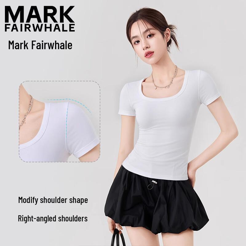 Mark Fairwhale Women's U-Neck Ribbed Slim Fit T-Shirt