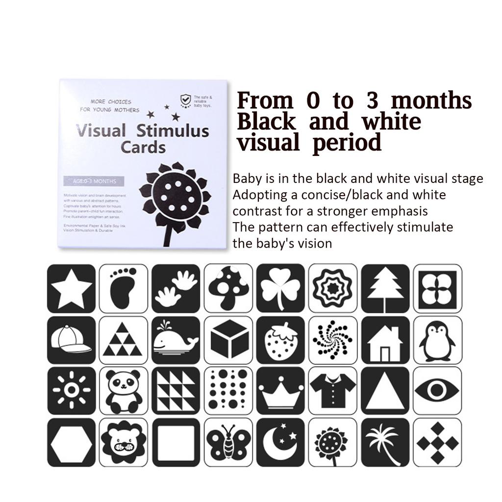 Baby Visual Stimulation Card Toy Black And  Cards High Contrast Visual Stimulation Shape Card  Toys