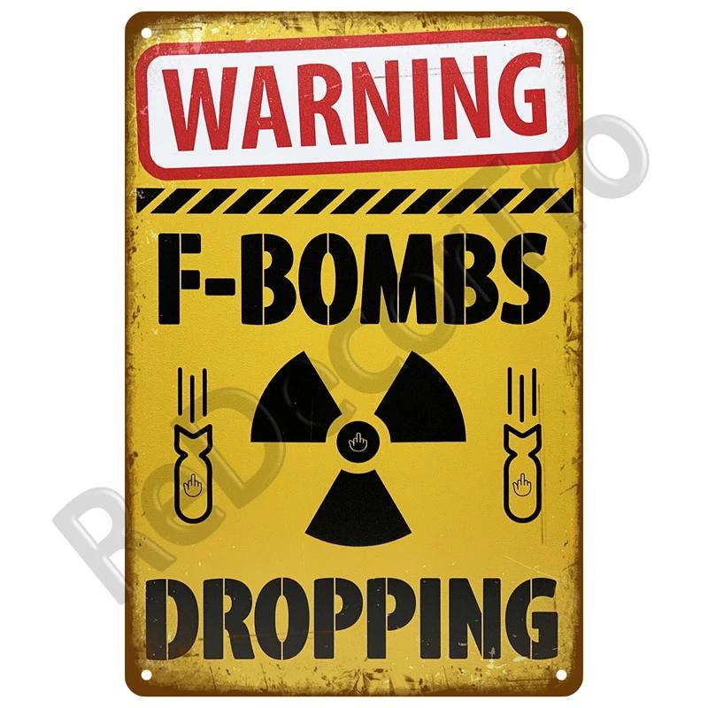 Metal Sign Decorative Wall Plate Kitchen Plaque Metal Vintage Decor Accessories Danger Retro Tin Sign Poster Warning Wall Pos